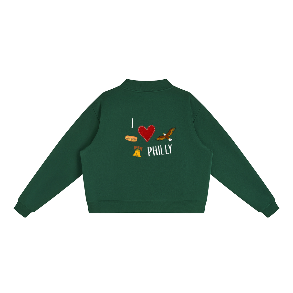 philadelphia,sports,eagles,football,sweatshirt,mockneck,patchwork